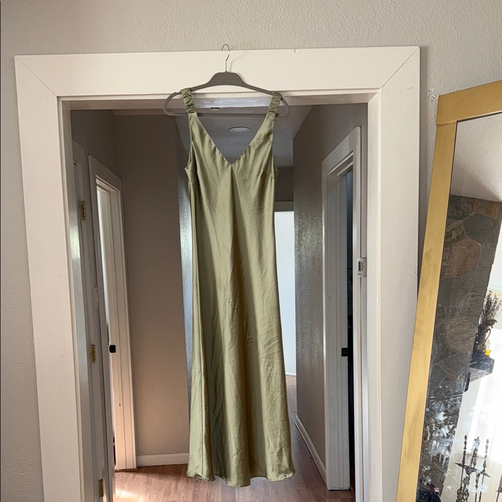 Zara Green Slip Maxi Dress for Weddings